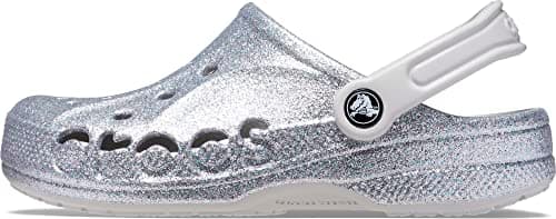 Image of Crocs Unisex Baya Glitter Clog Silver Glitter Size 6 UK Men/ 7 UK Women