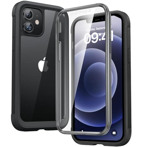 Image of Diaclara Designed for iPhone 12/12 Pro Case, Full Body Rugged Case with Built-in Screen Protector, Camera Protection Shockproof Phone Cover for iPhone 12/12 Pro 6.1" (Black)