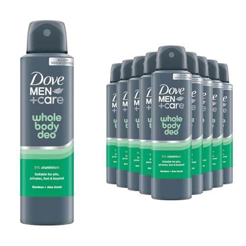 Image of Dove Men+Care Whole Body Deodorant Spray Bamboo & Aloe 150ml, 12 Pack - 72H Odour Protection Performance Aerosol, Aluminum Free & Alcohol Free Formulation, Dermatologically Tested
