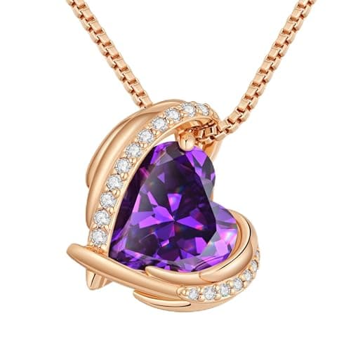 Image of CDE Necklaces for Women Pendant Jewellery, 925 Sterling Silver Brass Plating Rose Gold Gifts for Women Her Wife Girlfriend Anniversary Birthday Mothers Day Christmas (Brass Plating Rose Gold-02-Feb)