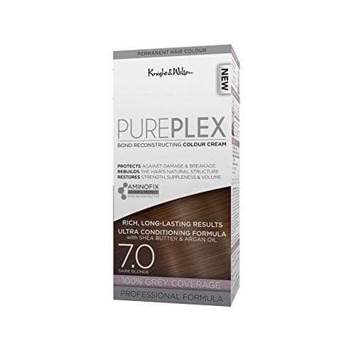 Image of Knight & Wilson PurePlex Dark Blonde Permanent Hair Colour Dye. Protect, Restore and Nourish with Aminofix. 7.0 Dark Blonde. 100% Grey Coverage.