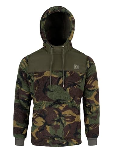 Image of SPEERO Men’s Sherpa Fleece Hoodie Gen 2 – Deep Pile 300g Warm Pullover with Adjustable Hood, Reinforced Shoulder & Elbow Patches, Zipped Pockets for Outdoor, Casual Wear – DPM, M