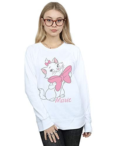 Image of Disney Women's Aristocats Marie Bow Sweatshirt White Medium