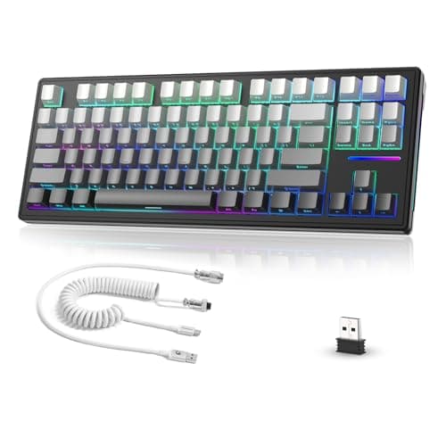 Image of MAMBASNAKE × ATTACK SHARK TKL Hot Swappable Wireless Mechanical Gaming Keyboard with Custom Coiled USB C Cable,Triple Mode 2.4Ghz/Bluetooth 5.0/Wired, RGB Backlit,5000mAh Battery for PC Laptop-Black