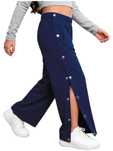 Image of Sinleey Unisex Kids Girls Post Surgery Pants Full Open Side Tear Away Sweatpants Breakaway Adaptive Trousers Navy Blue 7-8 Years