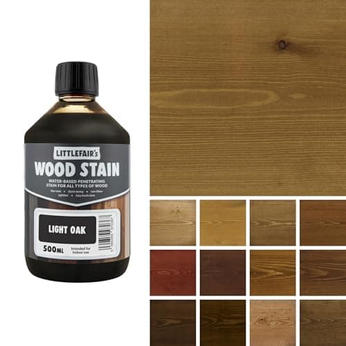 Image of Littlefair's Wood Stain Water-Based - (Light Oak) – Non-Toxic, Eco-Friendly & Quick Drying - Easy-to-Apply, Concentrated Formula for All Wood Types – 500ml