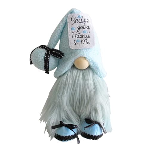 Image of Blue Plush Gonks, 27x13x8cm Blue Summer Gnome Doll, Faceless Christmas Gnomes with Long Hat, Funny Faceless Gnomes Collectible Figurine, Long Beard Standing Gnome Christmas Decorations for Home