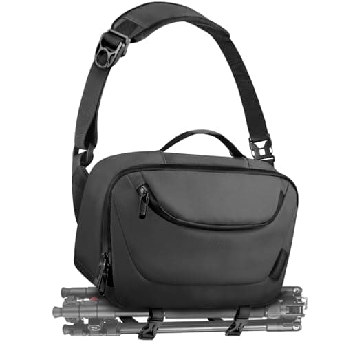 Image of TAAOKA Camera Sling Bag,Waterproof Camera Case with Tripod Holder,DSLR/SLR/Mirrorless Camera Bags Crossbody for Photographers (Black)