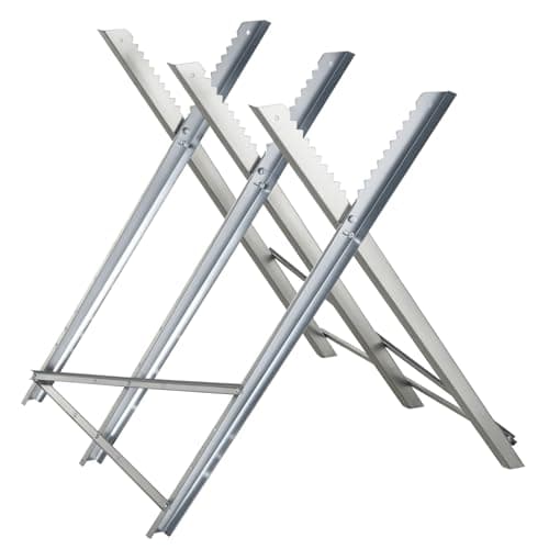 Image of DURHAND Portable Sawhorse Heavy Duty Steel Adjustable Work Support, Foldable Sawhorse Stand 100 kg Weight Capacity, Silver Tone
