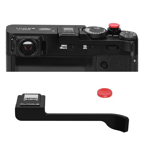 Image of Thumb Grip Metal Hot Shoe Cover with Shutter Button for FUJIFILM X100VI / X100V Fuji Accessories (Black)
