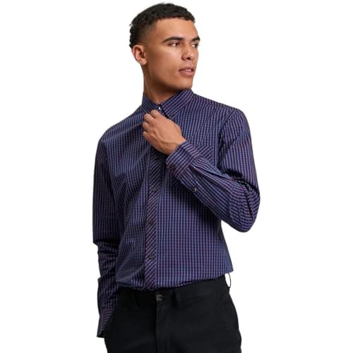 Image of Ben Sherman Men's Signature Gingham Check Shirt, Button-Down Collar, Long Sleeves, Regular Fit (Red) XXXL