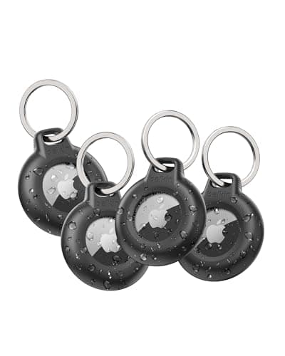 Image of Belkin Waterproof Apple AirTag Secure Holder with Key Ring, Durable Scratch-Resistant AirTag Case, Protective AirTag Keychain Accessory for Keys, Pets, Luggage, Backpacks, and More - Black (4-pack)