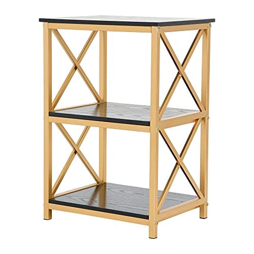Image of Creative Co-op Crossline Side Table, Black and Gold