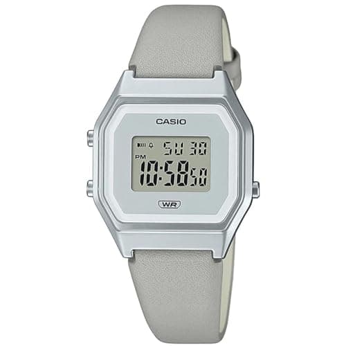 Image of Casio Ladies 33.50mm Quartz Watch with Grey Digital dial and Grey Leather Strap Strap LA680WEL-8EF