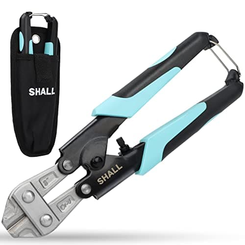 Image of SHALL Mini Bolt Cutter, 210mm/8-inch Heavy Duty Wire Cutter, Two-Color Ergonomic Handle, Security Lock, More Efficient Leverage & Adjustable Opening, Belt Bag Included