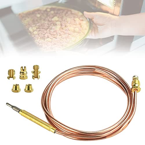 Image of DIKEBAO 1500mm Universal Thermocouple Kits Gas Stove Thermocouple Thermocouple Flame Failure Safety Device BBQ Grill Fireplace Heating Thermocouple with 5 Nuts for Induction Cooker Heating Device