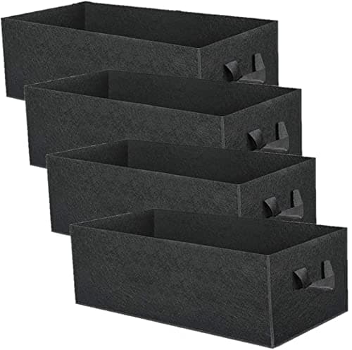 Image of LATERN 4Pcs 8 Gallons Plant Growing Bags, Rectangular Nonwoven Fabric Breathable Grow Bags Heavy Duty Thickened Root Aeration Garden Pots Container with Straps Handles, for Flowers Vegetables