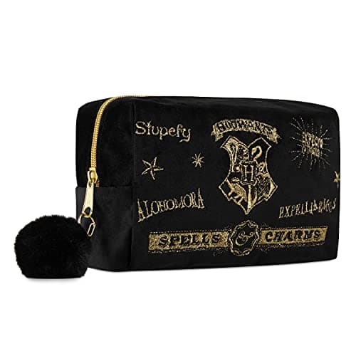 Image of Harry Potter Makeup Bag for Women, Teenagers, Girls - Velvet Hogwarts Cosmetic Bags Travel Accessories - Gifts for Girls (Black)