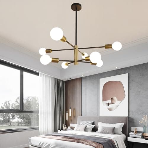 Image of Hudi Fyier Modern Sputnik Chandelier, 8-Light Pendant Lighting Fixture for Living Room Bedroom Dining Room Kitchen Office