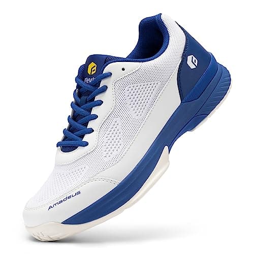 Image of FitVille Mens Extra Wide Tennis Trainers Badminton Squash Shoes with Arch Support for Pickleball Volleyball White 9 UK
