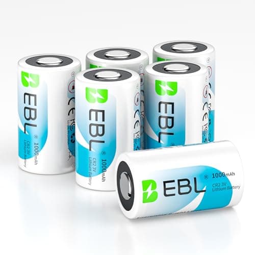 Image of EBL 3V CR2 Battery Lithium 6-Pack, 1000mAh High Capacity, Long-Lasting Power for Photo Flash and Flashlights, Range Finders, Ring Sensor (Non-Rechargeable)