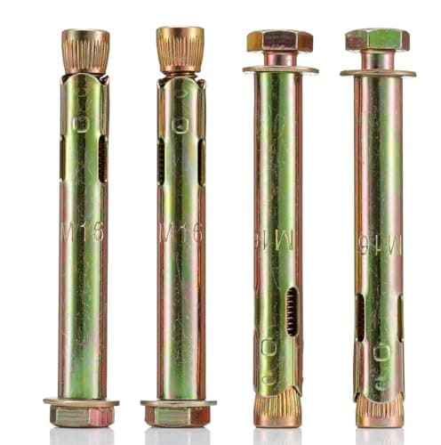 Image of YoiYee M12*120mm Sleeve Anchor Hex Bolts, Heavy Duty Expansion Through Bolts for Concrete, Brick & Masonry Fixings, Zinc Plated Steel, Ideal for Builders, DIYers & Professionals, 4 Pack