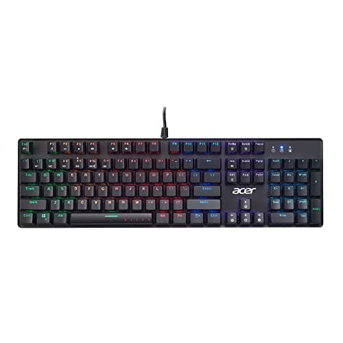 Image of Acer Nitro Gen 2 Wired Gaming Keyboard - RGB Illuminated Keyboard | 100% Anti-Ghosting (N-Key Rollover) | Mechanical Axis | Ergonomic Arc Keycaps | Embedded Multimedia Keys
