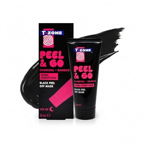 Image of T-Zone Peel & Go Charcoal + Bamboo Black Peel Off Mask (50ml) – Deep Cleansing Blackhead Remover Mask, Unclogs Pores, Removes Impurities, Soothes & Hydrates for a Clearer Complexion
