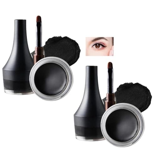 Image of Black Gel Eyeliner Pot with Brush - Waterproof Smudge-Proof Long-Lasting High-Pigmented Matte Cream Formula for Precise Winged Liner, Professional and Everyday Eye Makeup Application, Fine-Tipped