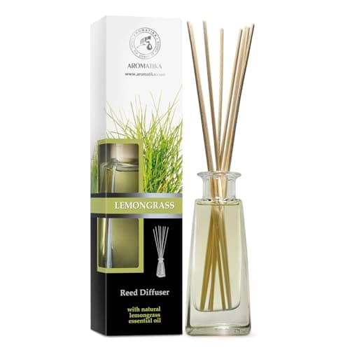 Image of AROMATIKA Reed Diffuser Lemongrass 100ml – Natural Lemongrass Essential Oil Room Fragrance, Aromatherapy Scented Diffuser with Sticks for Home, Office & Spa – Long Lasting Air Freshener, Gift Idea