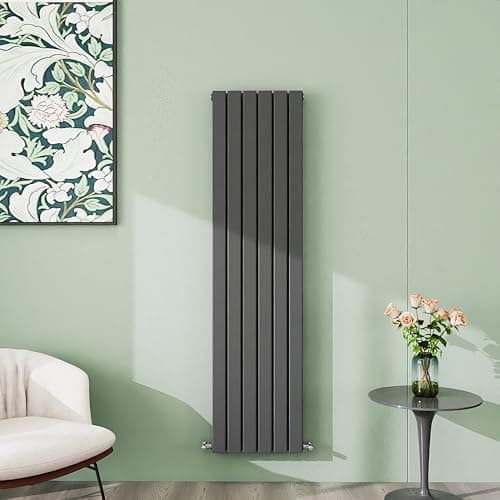Image of Simple Bathroom 1600×408mm Anthracite Vertical Designer Radiator Double Panel Modern Central Heating Flat Panel Radiators