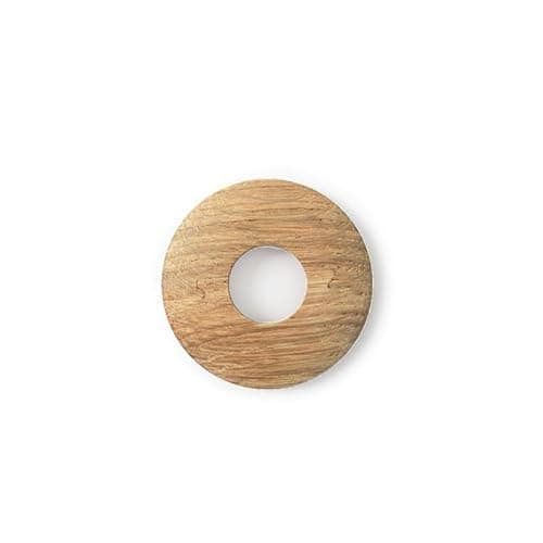Image of Natural Oak Radiator Pipe Covers (Pack of 2), 15mm Hole Clip-On Wooden Pipe Collars, Low Profile 6mm, Raw Unfinished Wood