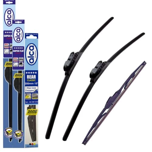 Image of Fits Peugeot 308 Hatchback 2014-2020 Set of 3 Windscreen Wiper Blades alca Germany Super Flat Front Rear 24"18"10" TL ASF2418TL9L
