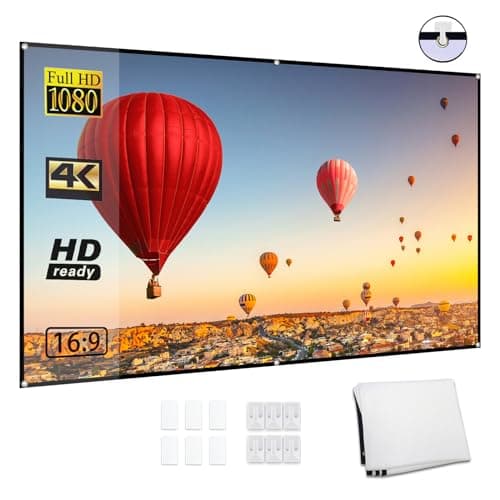 Image of Swokely 80-inch Portable HD Projector Screen 16:9 Projection Screen Foldable Durable Wall Mounted for Outdoor Movies Home Theater Office