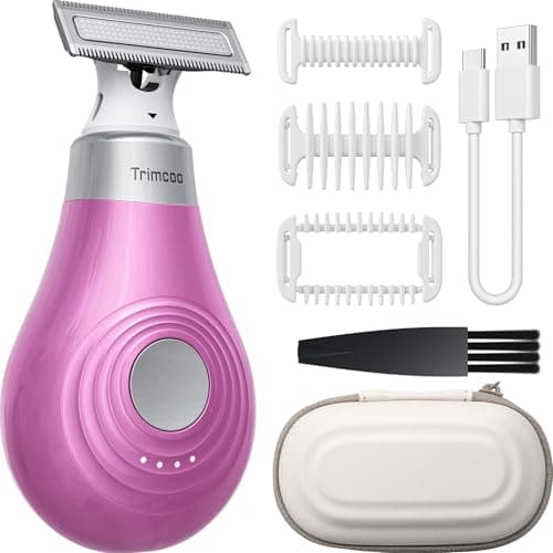 Image of Trimcoo 2026 New Bikini Trimmer for Women - Small But Powerful Electric Razors, Intimate Pubic Hair/Lady Facial Painless Removal, USB-C Cordless Body Shaver for Trip, Replaceable Wet/Dry Blade, Pink