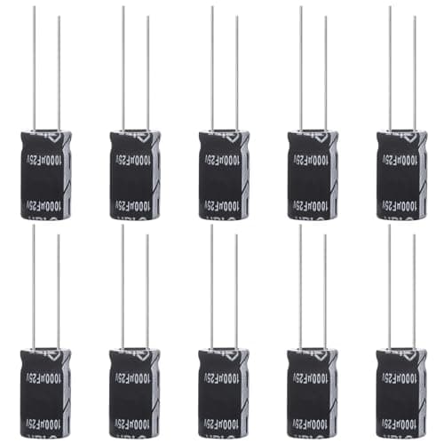 Image of ALLECIN 1000uF 25V 10x17mm Electrolytic Capacitor 1000 uF MFD 25 Volt 0.39x0.67in Aluminum Capacitors (Pack of 10)