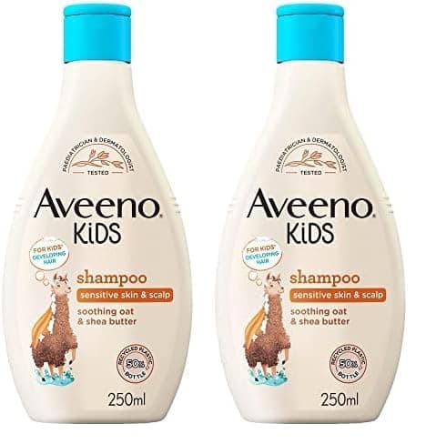 Image of Aveeno Baby Kids Shampoo 250ml | Enriched with Soothing Oat & Shea Butter | Childrens Shampoo Developed for Your Little Superhero | Childrens Toiletries Sets (Pack of 2)