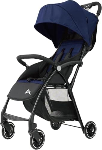 Image of Alivio Lightweight Pushchair, Folding Baby Stroller 0-3 Years, Toddlers Travel Stroller with Mosquito Nets, Shoulder Strap, Anti-Friction & Wheels (Blue)