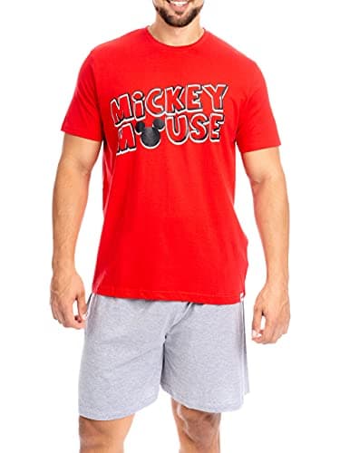 Image of Disney Mens Mickey Mouse Pyjamas Red Size Small