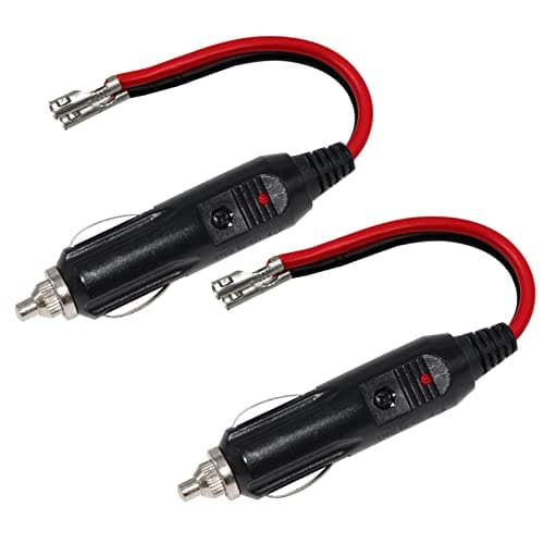 Image of KUNCAN Car Cigarette Lighter Male Plug with Leads, 2 pack Replacement 12 Volt Male Cigar Plug to Bullet Female Terminal Car Adapter Dc Battery Charger cable 10A Fuse Protection with LED Light