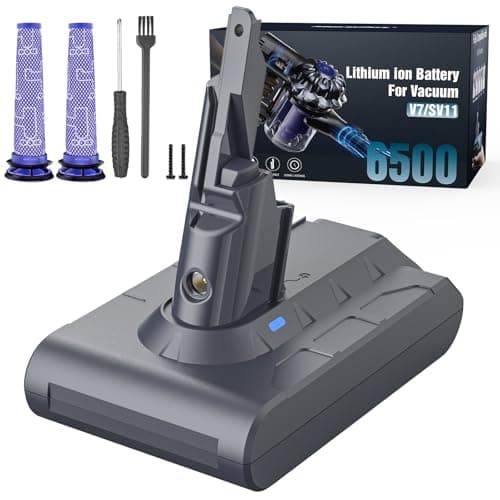 Image of Replacement Battery for Dyson V7, Morpilot 6500mAh Li-ion Battery for Dyson V7 SV11 Animal Fluffy Trigger Motorhead and Total Series Vacuum Cleaner with 2 Pre-Filters