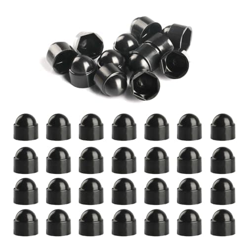 Image of 50 Pcs M5 Black Plastic Hex Nut and Bolt Protective Cap Covers, Plastic Screw Caps, Hex Head Dome Bolt Covers, Hexagonal Screw Bolts and Nuts Protection Caps for Matching Screws