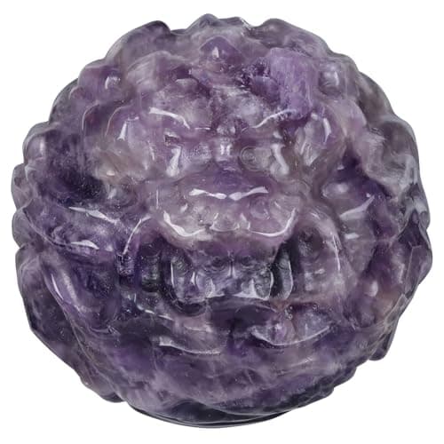 Image of mookaitedecor Hand Carved Coiled Dragon Statue, Natural Amethyst Stone Dragon Crystal Figurine Carving Crafts for Home Office Decor