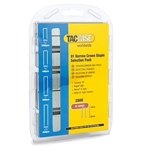 Image of Tacwise 0204 Selection Pack of Type 91 / 15 -30 mm Galvanised Narrow Crown Staples, Pack of 2800