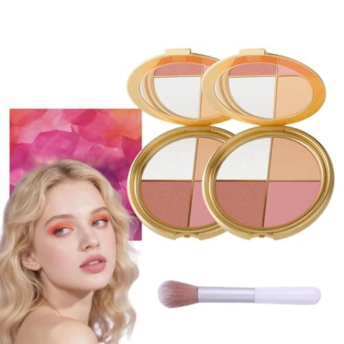 Image of Glowjiu Glow Gallery Highlighting Eye & Cheek Palette,Metallic Shimmer Eye & Cheek Palette,Eyeshadow And Highlighter Makeup,4-In-1 Highlight Shades Makeup for Blush,Makeup Palettes Contour Kit (2 Set)
