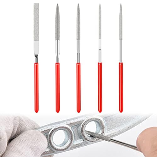 Image of Mini Metal File, Diamond Needle File Set, 5pcs Mini Diamond Needle File Set, Mini Needle Jewelry File Set, for Metal, Resin, and Plastic Miniatures, for Jewelers DIY Wood Carvings(2 mm x 100 mm)