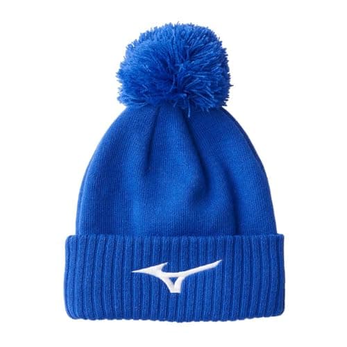 Image of Mizuno Golf Crested Bobble Hat - Unisex Golf Beanie Bobble Hat Blue