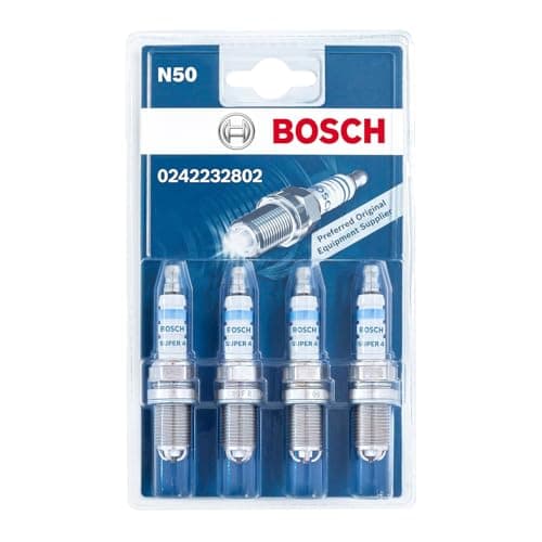Image of Bosch Super 4 0242232802 (N50), Spark Plug Set of 4 - for a Reliable Gasoline Engine Start and Long Service - with Robust Design
