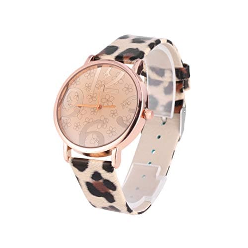 Image of Hemobllo Ladies Digital Watch with Leopard Print Pu Leather Strap Fashion Round Numeral Dial Wrist Watch for Women Casual Quartz Timepiece for Everyday Wear