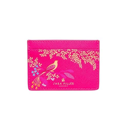 Image of Sara Miller London Credit Card Holder, Women's Slim Wallet, Holds up to 4 Cards, Faux Leather, Chelsea Pink